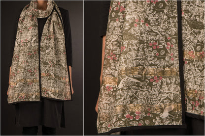 Maheshwari Silk Art Print Stole with Zari by Sutanu