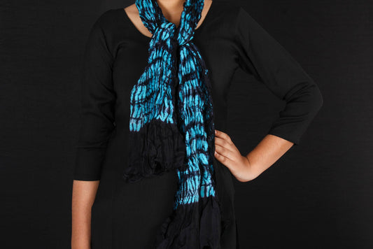 Silk Shibori Crinkled Stole